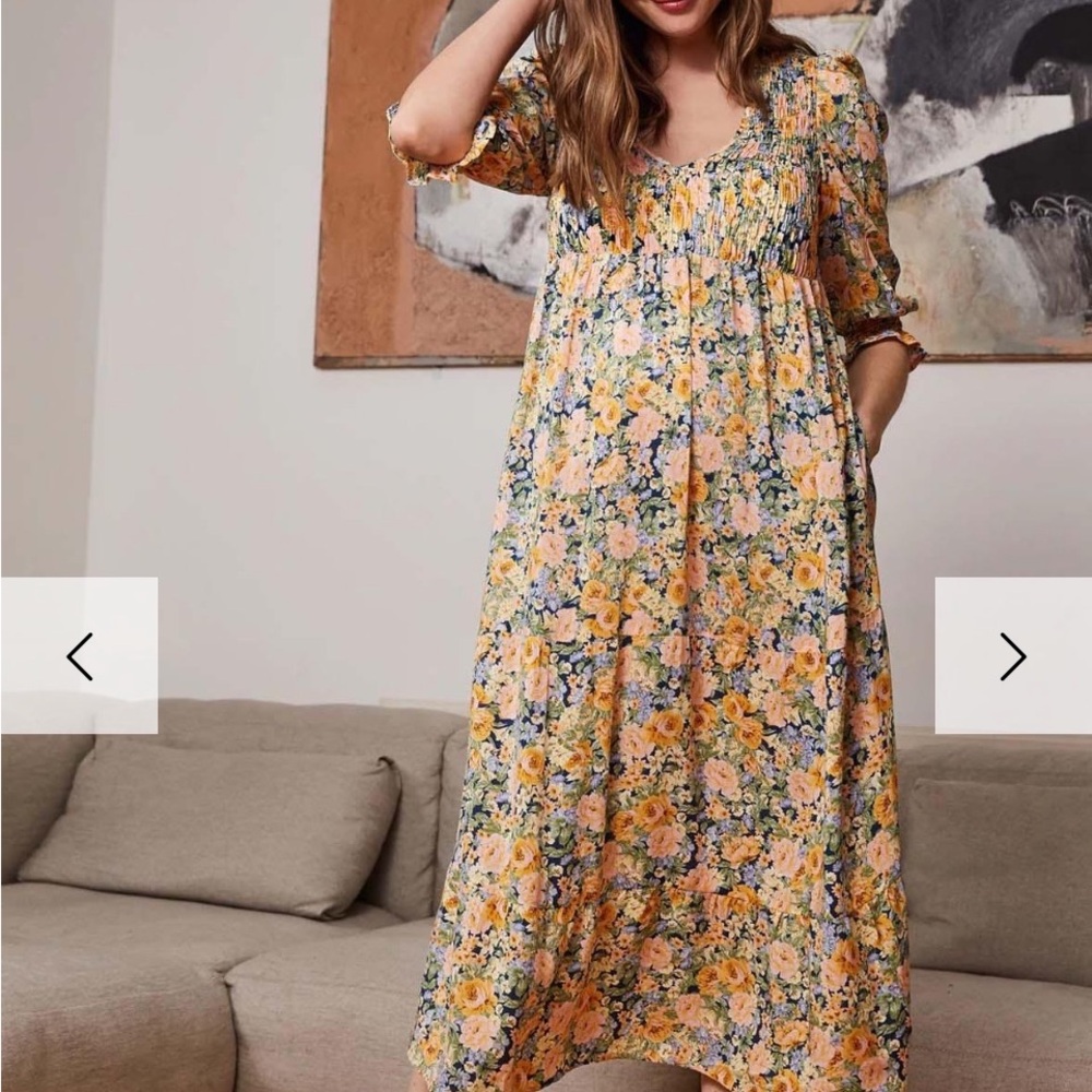 Isabella Oliver Floral Maxi Dress - Yellow and Pink